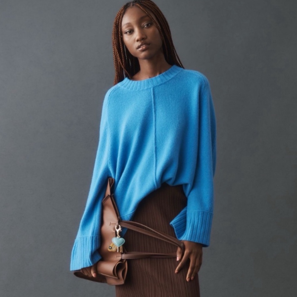 NWT Anthro  cloud -like CASHMERE The Chandler Crew-Neck Relaxed Warm Sweater XL
